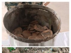 जिला कांकेर थाना छोटेबेठिया ग्राम मोरखण्ड़ी जंगल-पहाड़ी क्षेत्र से नक्सल डम्प से बरामद।