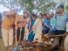 सेवा संकल्प अभियान के तहत बंधवा तालाब में स्वच्छता अभियान एवं वृक्षारोपण